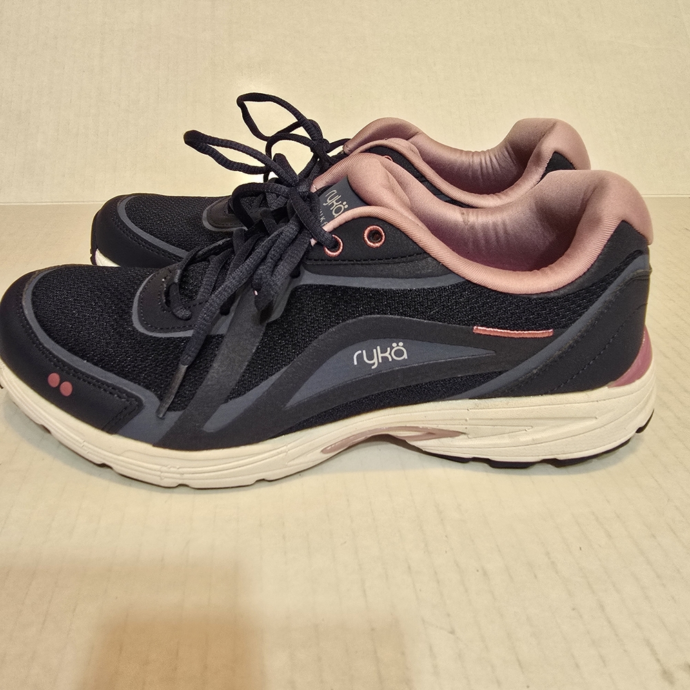 Ryka Sky Walk Lace-up Navy Blue Pink Sneakers 9